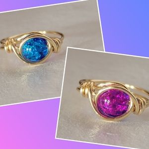 Blue and Purple Two Toned Wire Wrapped Ring Size 7